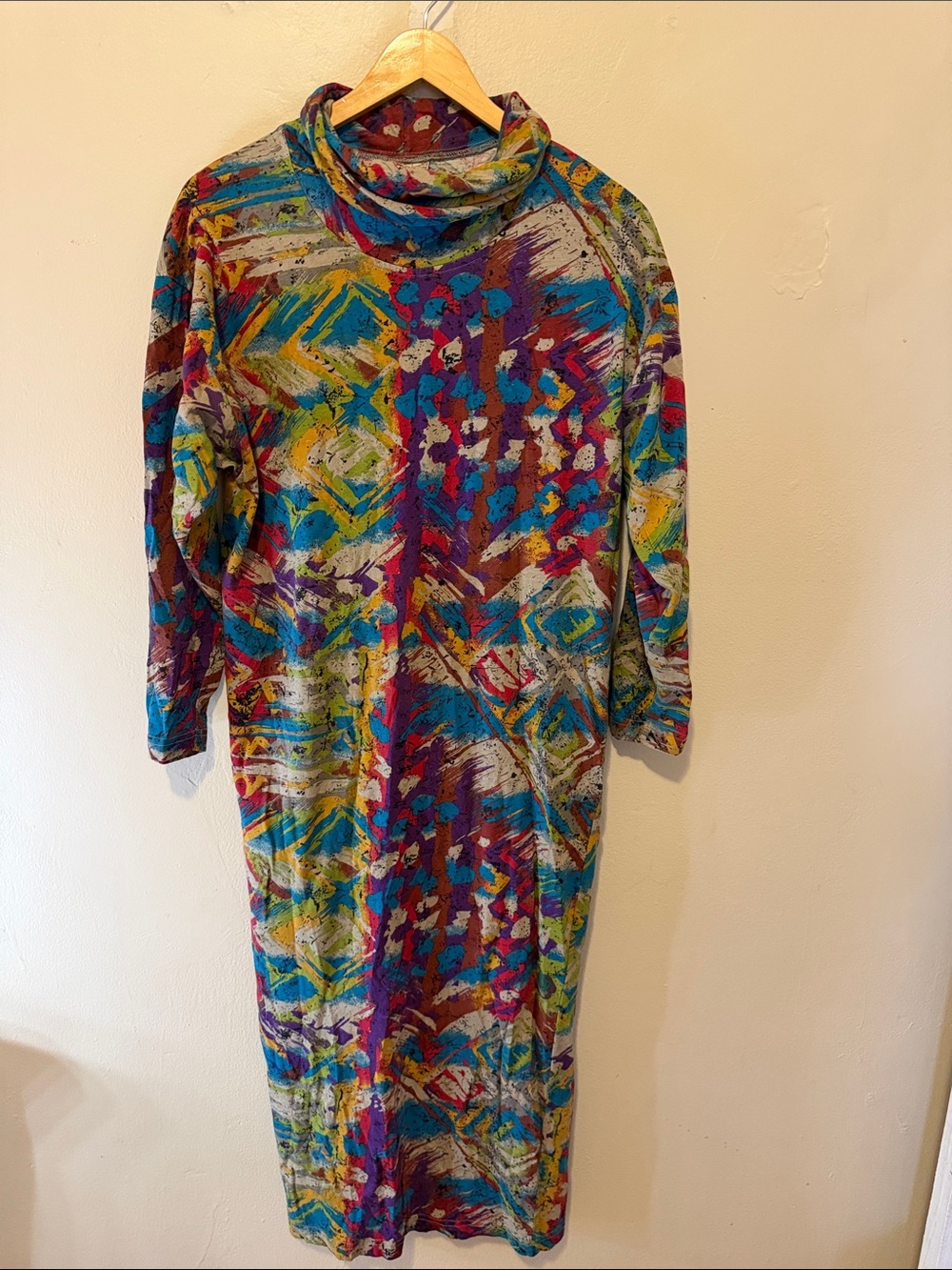 Desigual Multicolor Abstract-Print Long Sleeve Turtleneck Dress